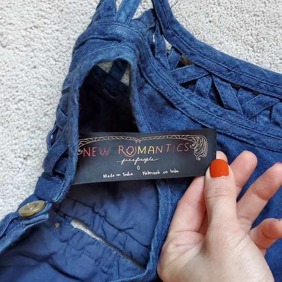 Free People Denim Cutout Mini Dress (Size 0) - Picture 5 of 8